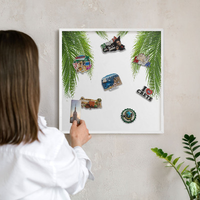 Magnettafel aus Metall für Souvenirs in weißem Rahmen Exotische Natur