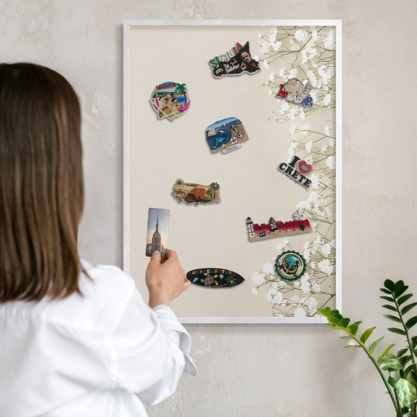Wand-Magnettafel für Reisesouvenirs mit weißem Rahmen Subtile Natur