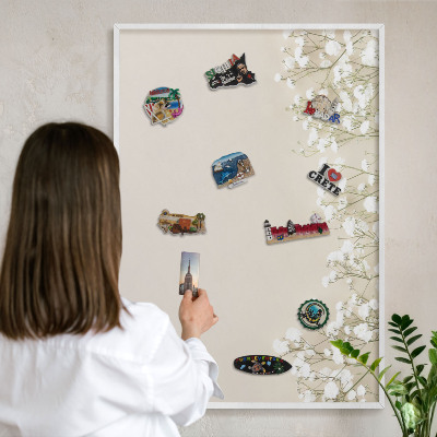Wand-Magnettafel für Reisesouvenirs mit weißem Rahmen Subtile Natur