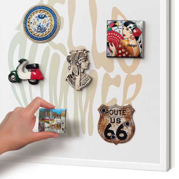 Magnettafel aus Metall für Souvenirs in weißem Rahmen Hallo Sommer!