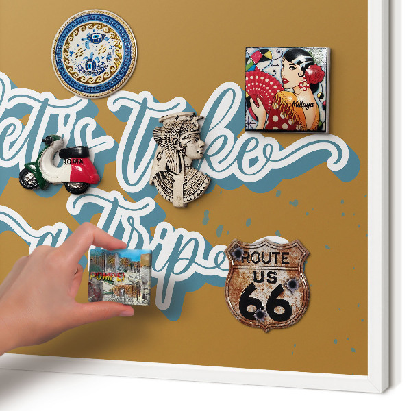 Wand-Magnettafel für Reisesouvenirs mit weißem Rahmen Traumreise