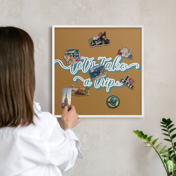 Wand-Magnettafel für Reisesouvenirs mit weißem Rahmen Traumreise