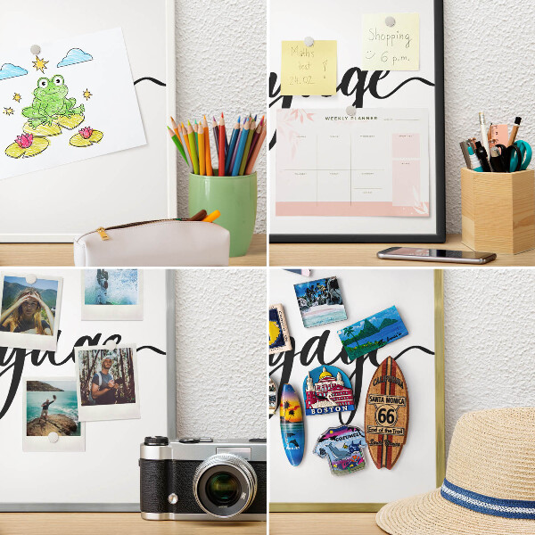 Wand-Magnettafel für Reisesouvenirs mit weißem Rahmen Gute Reise