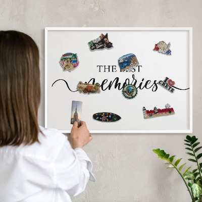 Wand-Magnettafel für Reisesouvenirs mit weißem Rahmen Inspirierende Erinnerungen