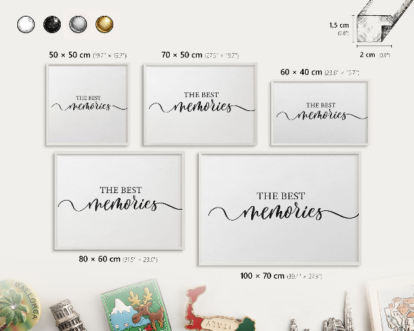 Wand-Magnettafel für Reisesouvenirs mit weißem Rahmen Inspirierende Erinnerungen