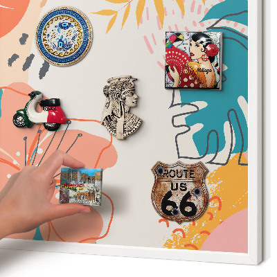 Magnettafel aus Metall für Souvenirs in weißem Rahmen Moderne Natur