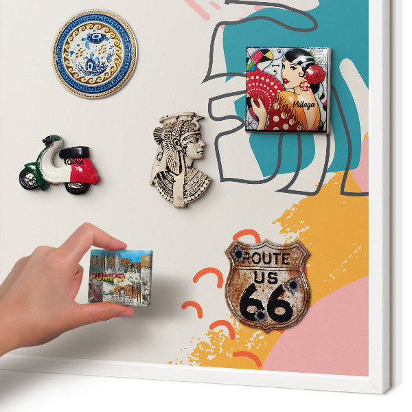 Magnettafel aus Metall für Souvenirs in weißem Rahmen Moderne Natur