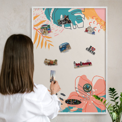 Magnettafel aus Metall für Souvenirs in weißem Rahmen Moderne Natur