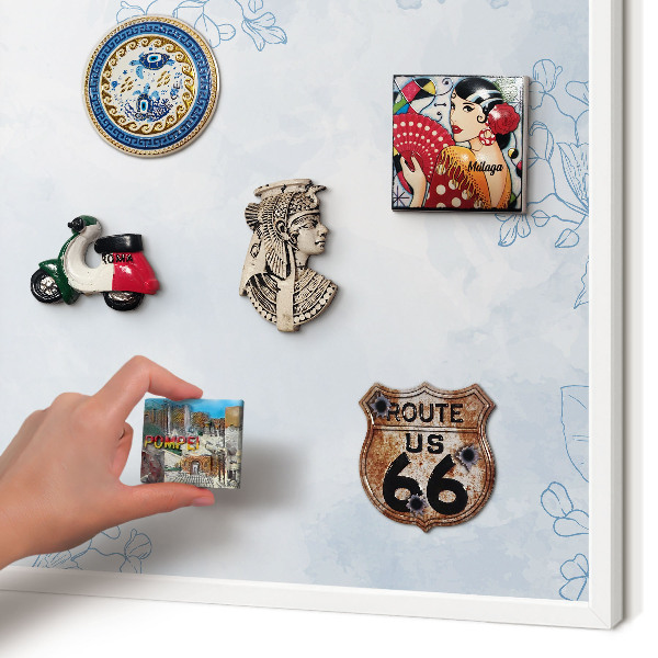 Magnettafel aus Metall für Souvenirs in weißem Rahmen Floristische Eleganz