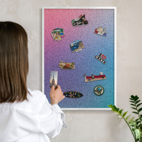 Wand-Magnettafel für Reisesouvenirs mit weißem Rahmen Farbverlauf