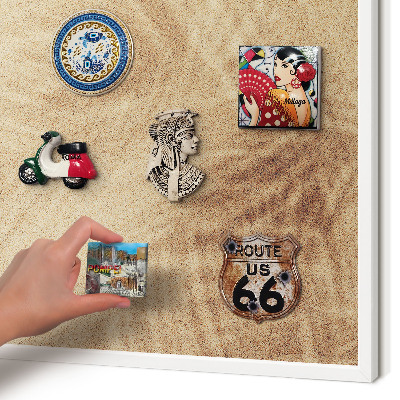 Magnettafel aus Metall für Souvenirs in weißem Rahmen Sandblätter