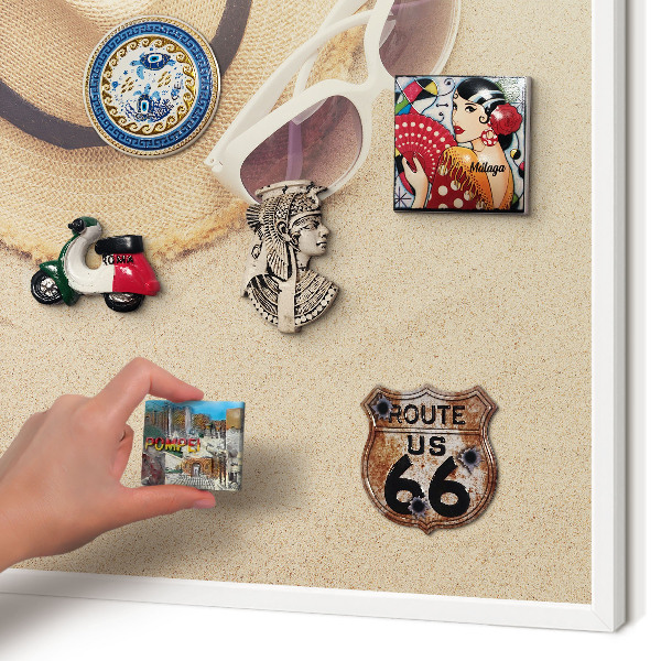 Wand-Magnettafel für Reisesouvenirs mit weißem Rahmen Sommerstrand