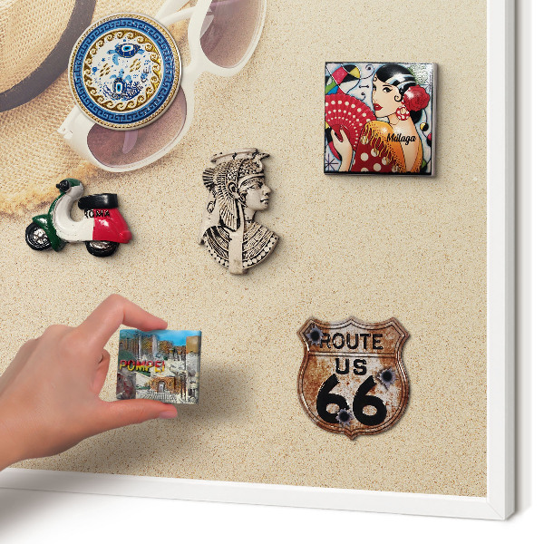Wand-Magnettafel für Reisesouvenirs mit weißem Rahmen Sommerstrand