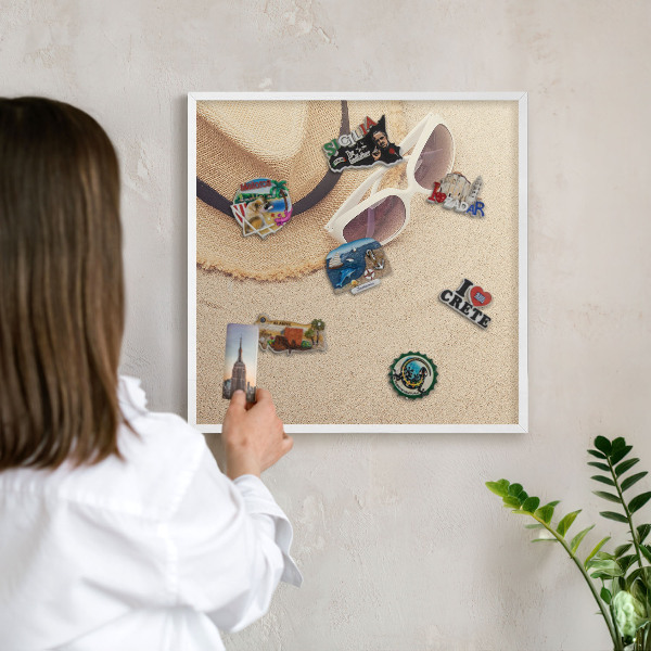Wand-Magnettafel für Reisesouvenirs mit weißem Rahmen Sommerstrand