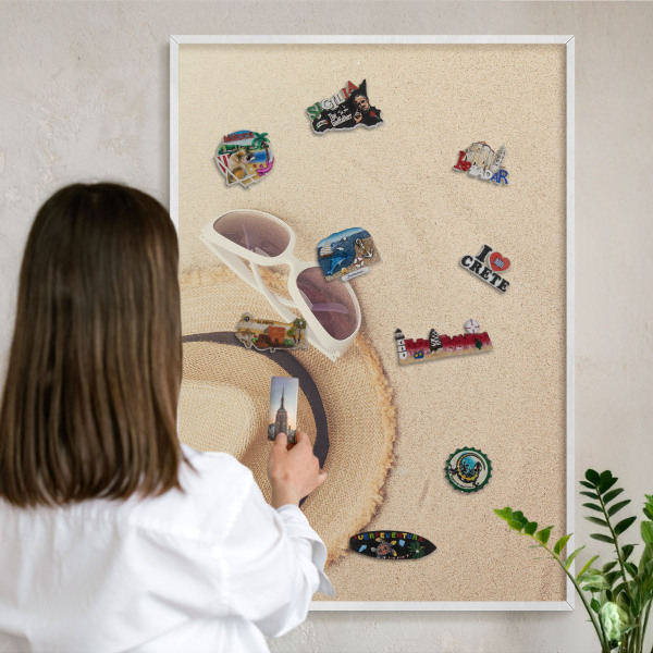 Wand-Magnettafel für Reisesouvenirs mit weißem Rahmen Sommerstrand