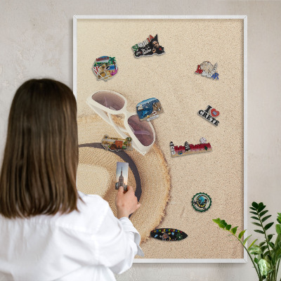 Wand-Magnettafel für Reisesouvenirs mit weißem Rahmen Sommerstrand