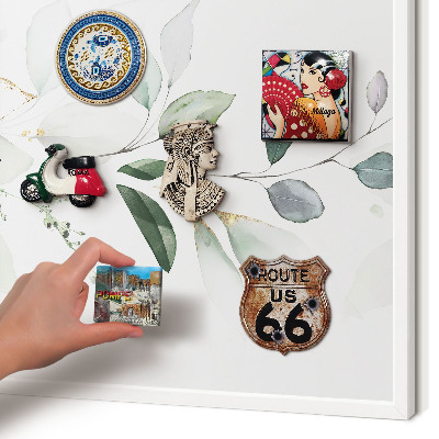 Wand-Magnettafel für Reisesouvenirs mit weißem Rahmen Botanische Eleganz