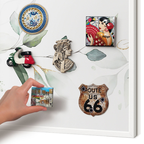 Wand-Magnettafel für Reisesouvenirs mit weißem Rahmen Botanische Eleganz