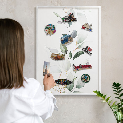 Wand-Magnettafel für Reisesouvenirs mit weißem Rahmen Botanische Eleganz