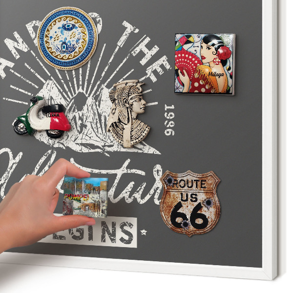 Wand-Magnettafel für Reisesouvenirs mit weißem Rahmen Berginschrift