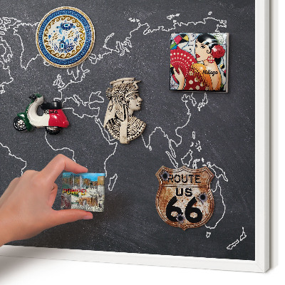 Magnettafel aus Metall für Souvenirs in weißem Rahmen Kreidezeitwelt