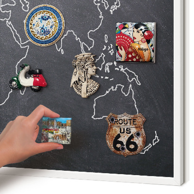 Magnettafel aus Metall für Souvenirs in weißem Rahmen Kreidezeitwelt