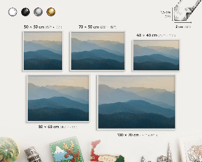 Magnettafel aus Metall für Souvenirs in weißem Rahmen Bergblick