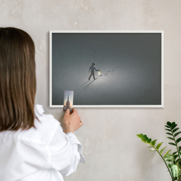 Wand-Magnettafel für Reisesouvenirs mit weißem Rahmen Nachtwanderung