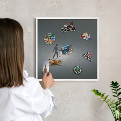 Wand-Magnettafel für Reisesouvenirs mit weißem Rahmen Nachtwanderung