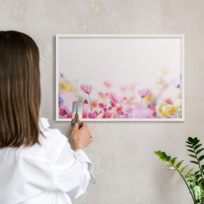 Wand-Magnettafel für Reisesouvenirs mit weißem Rahmen Pastellblumen