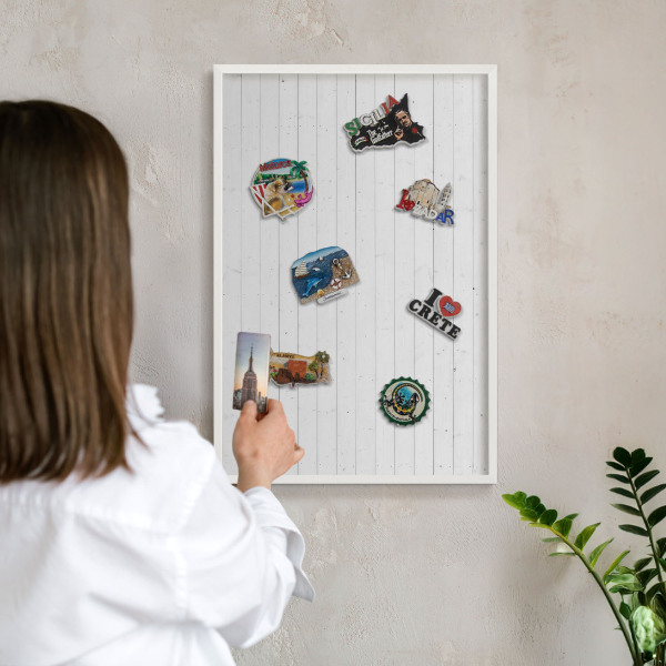 Magnettafel aus Metall für Souvenirs in weißem Rahmen Whiteboards