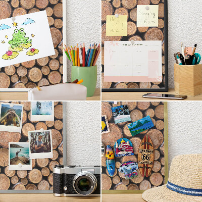 Wand-Magnettafel für Reisesouvenirs mit weißem Rahmen Holzkreise
