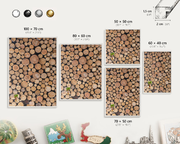Wand-Magnettafel für Reisesouvenirs mit weißem Rahmen Holzkreise