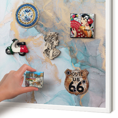 Magnettafel aus Metall für Souvenirs in weißem Rahmen Pastellformen