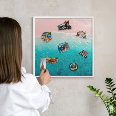 Wand-Magnettafel für Reisesouvenirs mit weißem Rahmen Sommerliche Entspannung