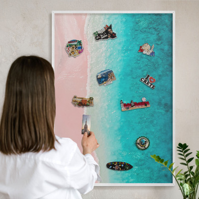 Wand-Magnettafel für Reisesouvenirs mit weißem Rahmen Sommerliche Entspannung