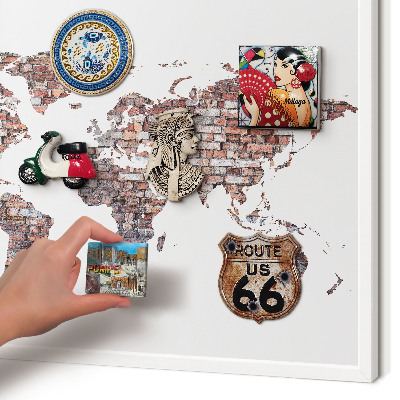 Magnettafel aus Metall für Souvenirs in weißem Rahmen Brick World