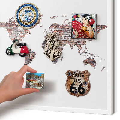 Magnettafel aus Metall für Souvenirs in weißem Rahmen Brick World