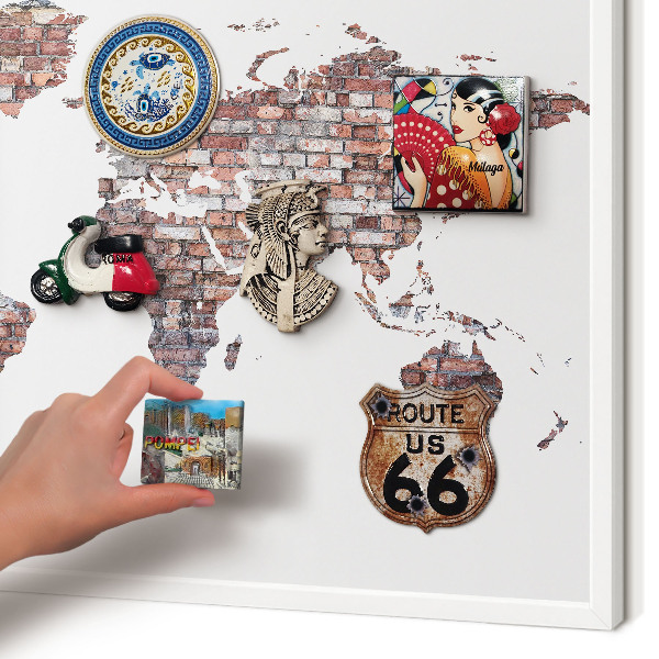 Magnettafel aus Metall für Souvenirs in weißem Rahmen Brick World