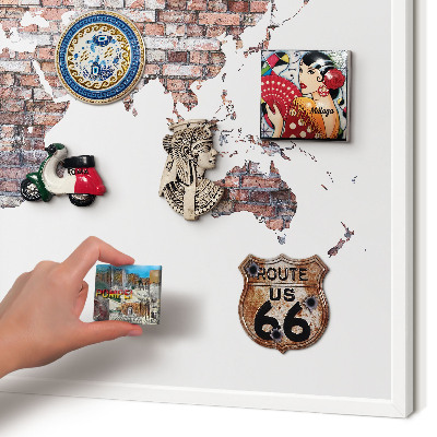 Magnettafel aus Metall für Souvenirs in weißem Rahmen Brick World