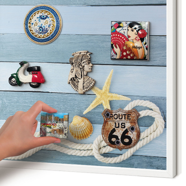 Wand-Magnettafel für Reisesouvenirs mit weißem Rahmen Seeklima