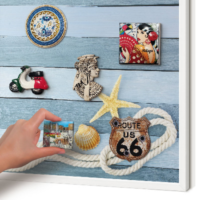 Wand-Magnettafel für Reisesouvenirs mit weißem Rahmen Seeklima