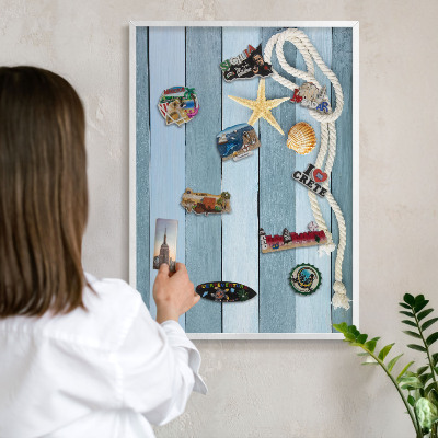 Wand-Magnettafel für Reisesouvenirs mit weißem Rahmen Seeklima