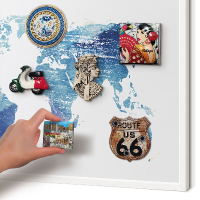 Magnettafel aus Metall für Souvenirs in weißem Rahmen Aquarellkarte