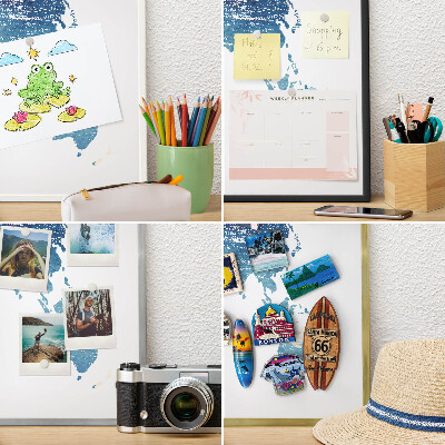 Magnettafel aus Metall für Souvenirs in weißem Rahmen Aquarellkarte