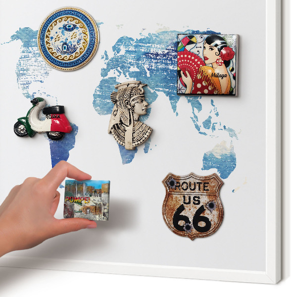 Magnettafel aus Metall für Souvenirs in weißem Rahmen Aquarellkarte