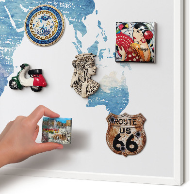 Magnettafel aus Metall für Souvenirs in weißem Rahmen Aquarellkarte