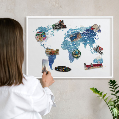 Magnettafel aus Metall für Souvenirs in weißem Rahmen Aquarellkarte