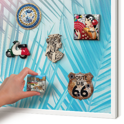 Wand-Magnettafel für Reisesouvenirs mit weißem Rahmen Tropische Eleganz