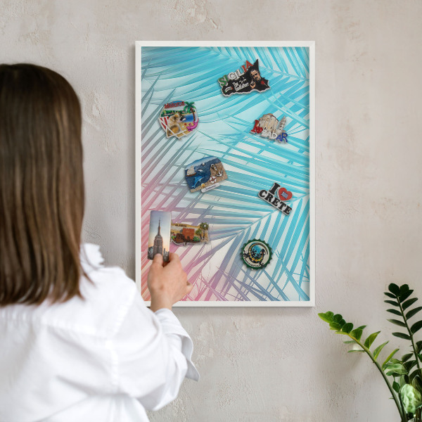 Wand-Magnettafel für Reisesouvenirs mit weißem Rahmen Tropische Eleganz